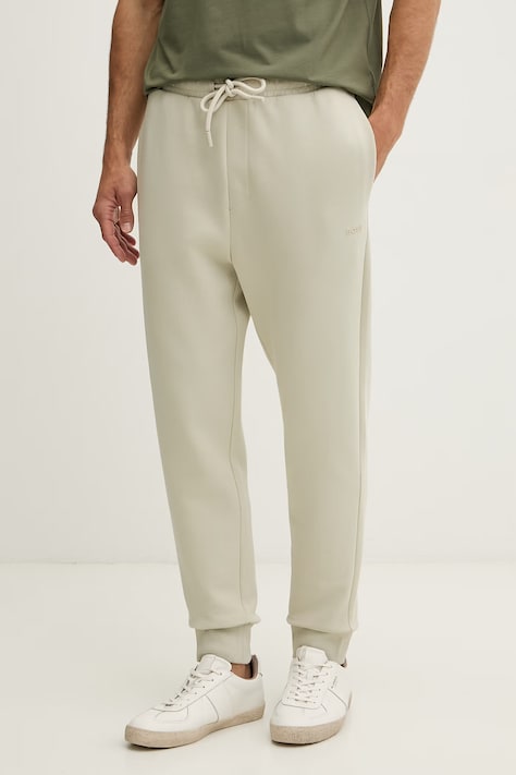 BOSS Green спортивные штаны мужские из хлопка с эластаном Hadiko зелёные high waist 50565748