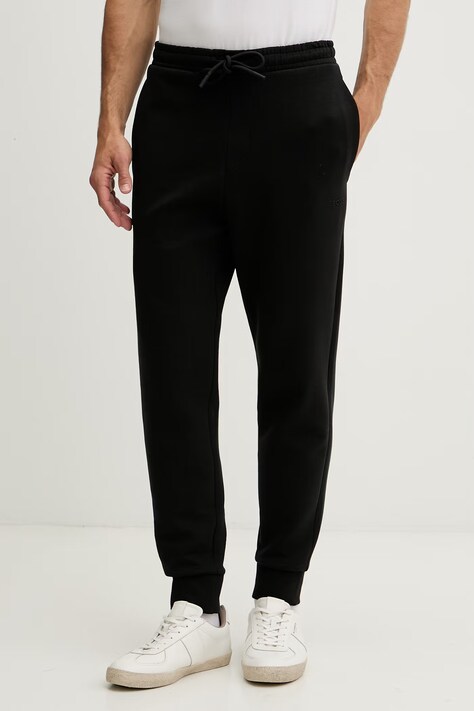 BOSS Green spodnie dresowe męskie bawełniane z elastanem Hadiko czarne high waist 50565748