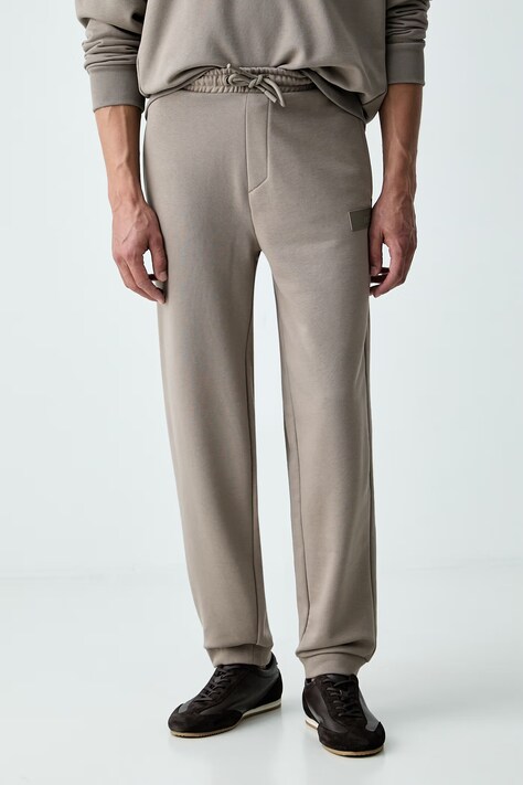 BOSS Green spodnie dresowe męskie z bawełną JT_Long Pants beżowe regular waist 50564096