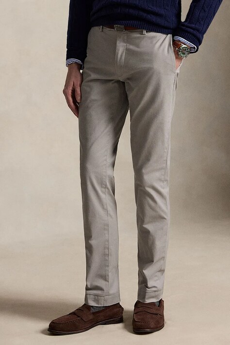 Polo Ralph Lauren spodnie chinos męskie bawełniane z elastanem szare low waist 710B22623