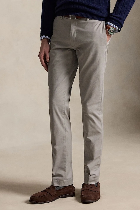 Polo Ralph Lauren spodnie chinos męskie bawełniane z elastanem szare low waist 710B22623