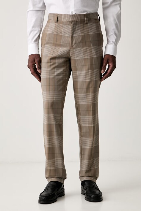 HUGO spodnie slim fit męskie wełniane Hogan263X brązowe regular waist 50569204