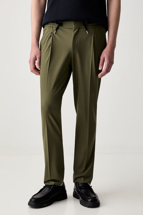 HUGO chino kalhoty pánské s vlnou Getlin251F3 zelené regular waist 50547348