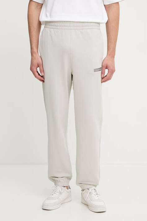 Calvin Klein spodnie dresowe męskie bawełniane szare regular waist LV04LG212G