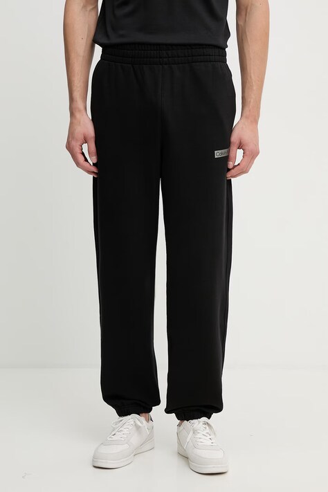 Calvin Klein spodnie dresowe męskie bawełniane czarne regular waist LV04LG212G