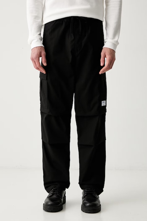HUGO Blue nohavice cargo pánske bavlnené Gadic242 čierne regular waist 50564196