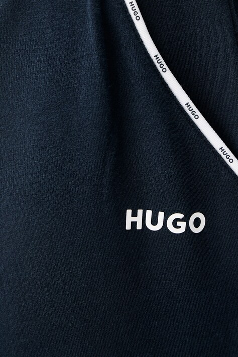 HUGO Spodnie lounge męskie z bawełną NOAH PANTS granatowe regular waist 50566158