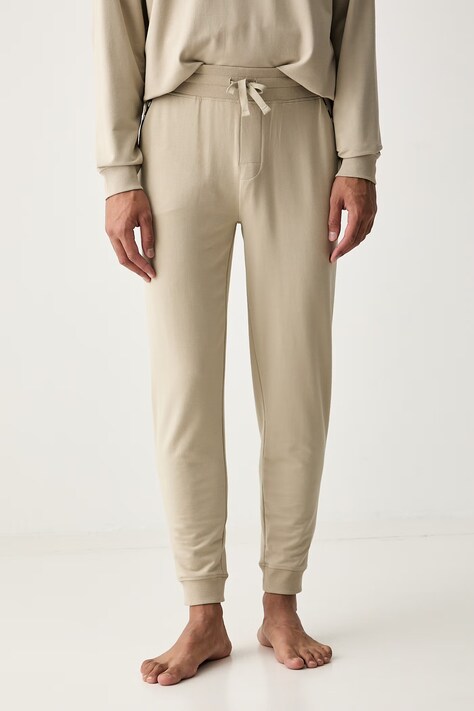 HUGO loungwear hlače za muškarce s pamukom NOAH PANTS bež spušteni struk 50566158