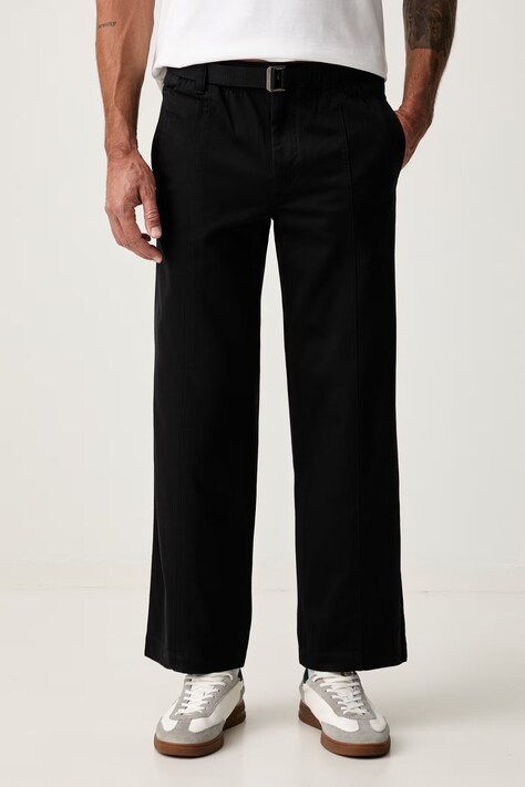 Calvin Klein Jeans hlače baggy za muškarce od pamuka crne spušteni struk LV04RG615G
