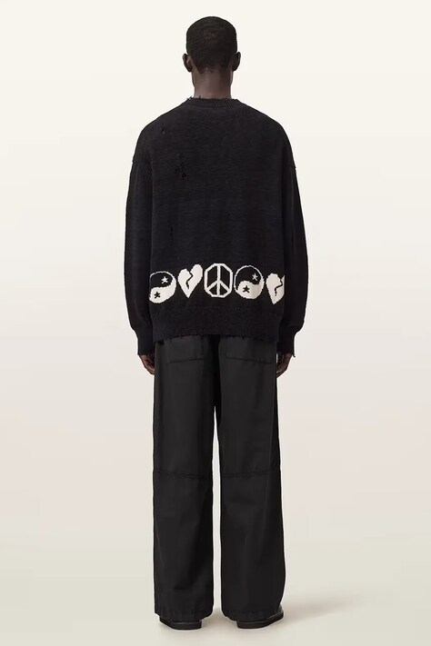 AllSaints штани чоловічі з льоном ECHO — AW26-SPMZZP, чорний — фото 5