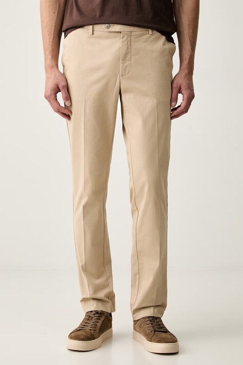 Hackett London spodnie chinos męskie bawełniane z elastanem beżowe regular waist HM2100068R