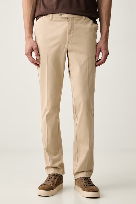 Hackett London spodnie chinos męskie bawełniane z elastanem beżowe regular waist HM2100068R