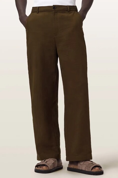 AllSaints spodnie męskie bawełniane TAIKO beżowe regular waist M035TE