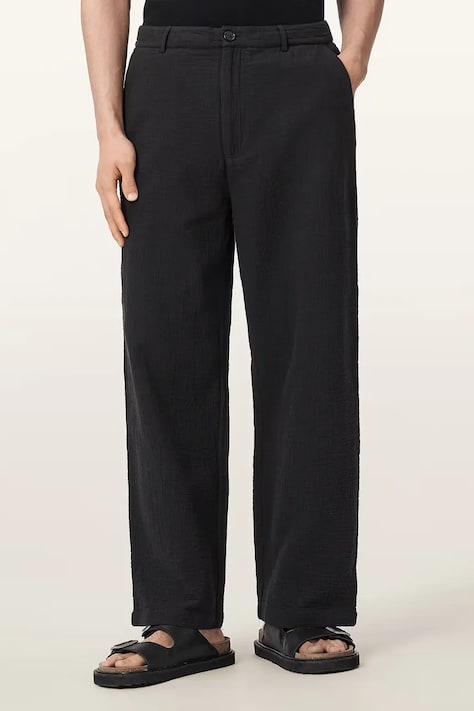 AllSaints spodnie męskie bawełniane TAIKO czarne regular waist M035TE