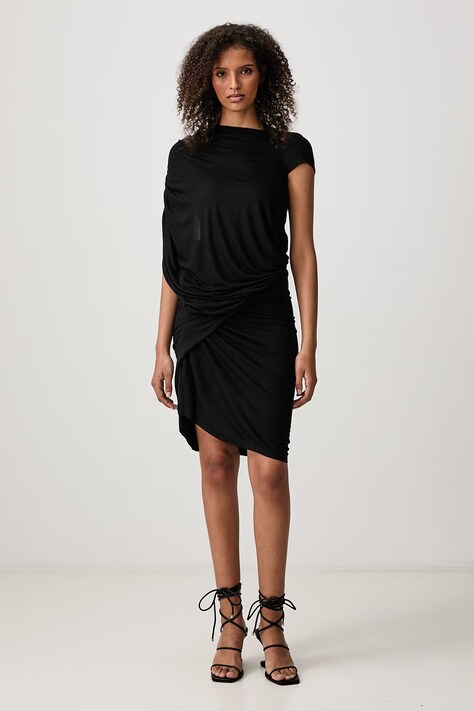 Rick Owens Lilies Ares sukienka gładka z wiskozy czarna LI02F2563.RV