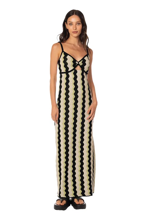 Maaji Sukienka letnia z bawełną Desert Strips Amaranto czarna w paski PT3231CLD001
