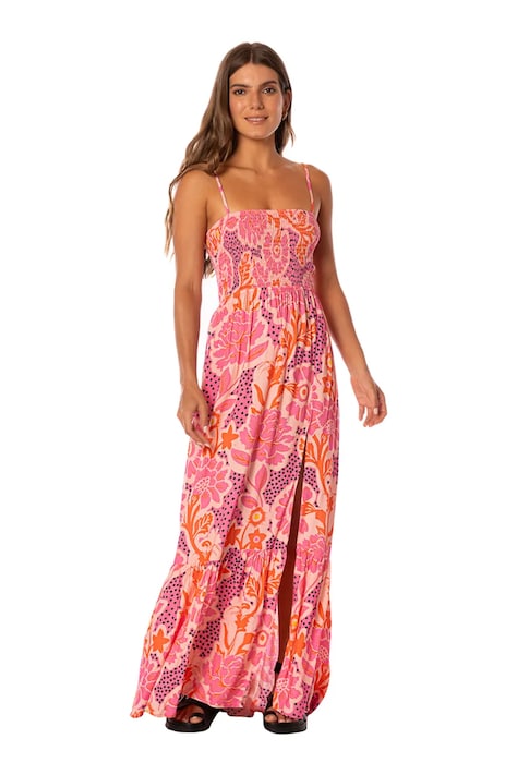 Maaji Sukienka letnia z wiskozą Blush Floral Lavinia różowa z motywem roślinnym PT2707CLD003