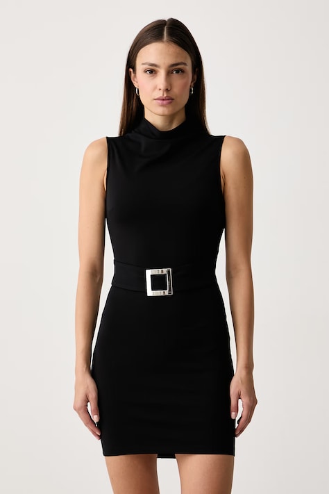 Le Privé Sukienka z wiskozą ASTRID NOIR czarna gładka LP00826