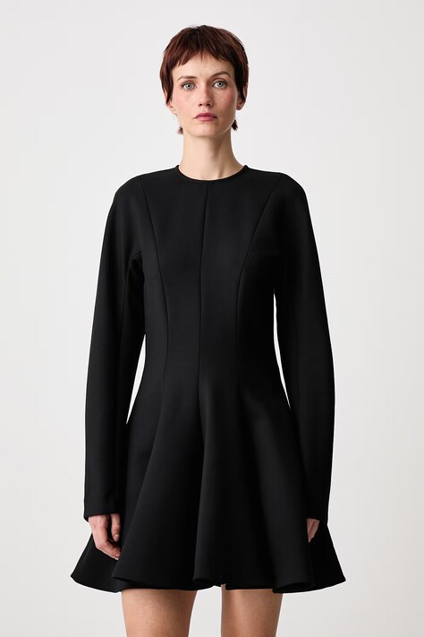 Stella McCartney Разкроена рокля с изчистена шарка с добавена вълна черна 6A07553IU654