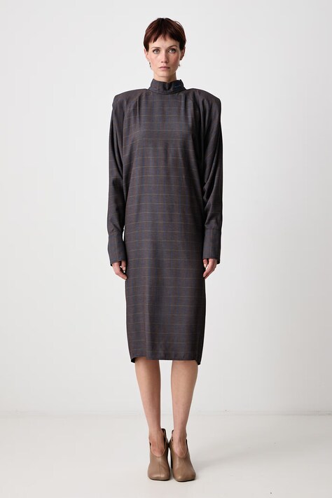 MUGLER Haljina karirani uzorak od viskoze smeđa 26F1RO18824991