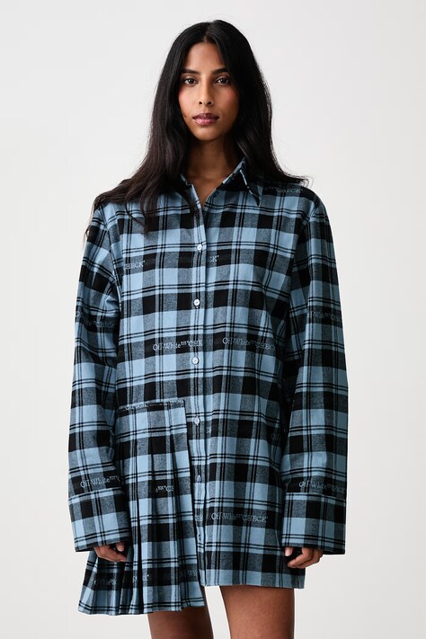 Off-White Check Flannel Panel σεμιζιέ καρό βαμβακερή μπλε 2FU00353T