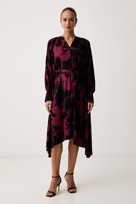 Karl Lagerfeld Φόρεμα flared από βισκόζη μπορντό τύπωμα B4W13006