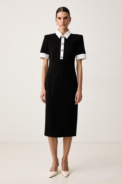 Karl Lagerfeld Haljina s viskozom crna bez uzorka B4W13018