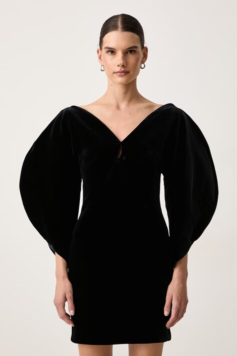 Karl Lagerfeld Haljina od velura crna bez uzorka B4W13048