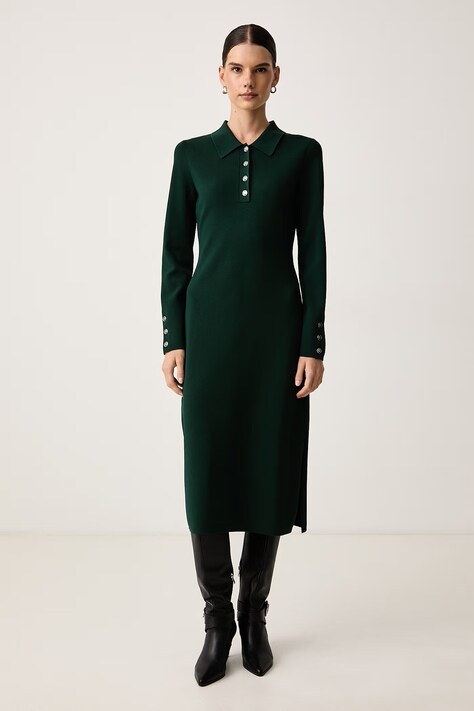Karl Lagerfeld Haljina s viskozom zelena bez uzorka B4W13054