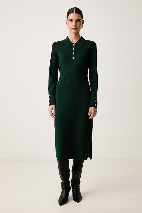 Karl Lagerfeld Haljina s viskozom zelena bez uzorka B4W13054