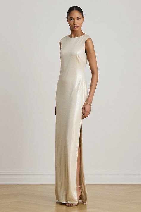 Lauren Ralph Lauren Sukienka beżowa gładka 253P13929