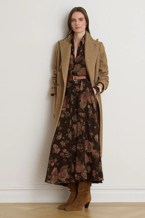 Lauren Ralph Lauren Sukienka koszulowa brązowa w kwiaty 200B27687