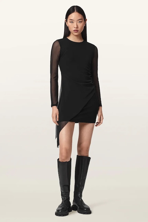AllSaints Haljina RILEY SL crna cvjetna W134DE