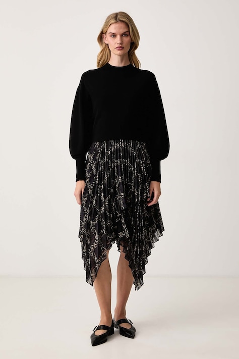 AllSaints Sukienka plisowana CONNIE granatowa W331DF