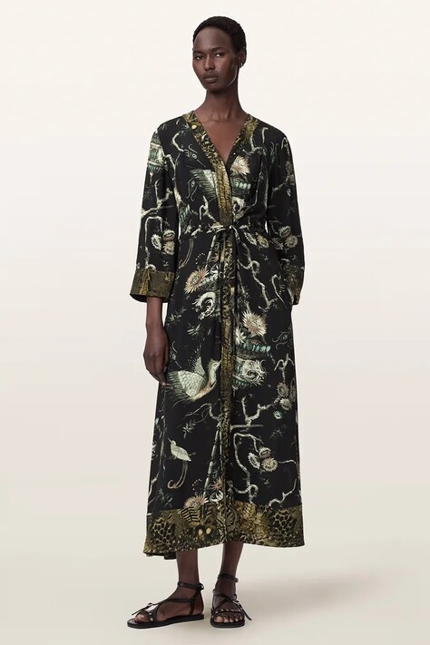 AllSaints Sukienka z wiskozy DIANA czarna W058DF