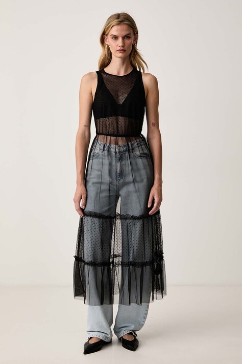 AllSaints Sukienka rozkloszowana TERRA czarna w kropki W055DF