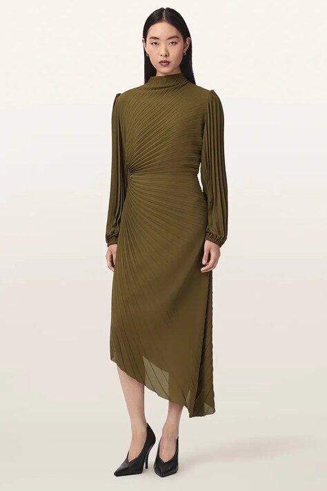 AllSaints Sukienka asymetryczna MIELENA zielona W022DF