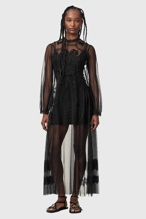 AllSaints Sukienka rozkloszowana CESCA czarna W019DF
