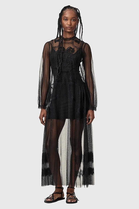 AllSaints Sukienka rozkloszowana CESCA czarna W019DF