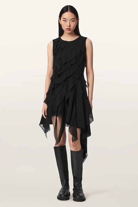 AllSaints Ασύμμετρο φόρεμα ANGIE DRESS μαύρο W001DF