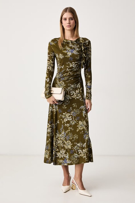 Marella Rochie cu vâscoză MLLADORATO verde înflorată 2623626072200