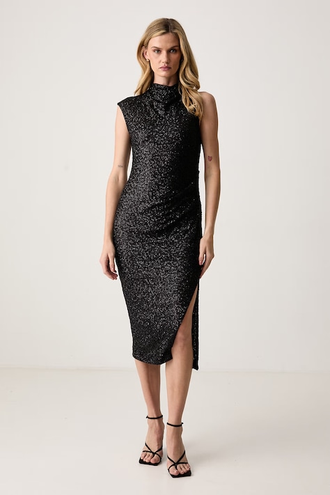 BOSS Асимметричное платье Enany коричневое 50568357