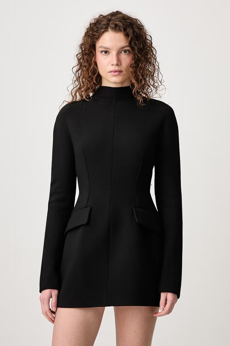 Sportmax Tefrite sukienka gładka z dodatkiem wełny czarna 2622226032600