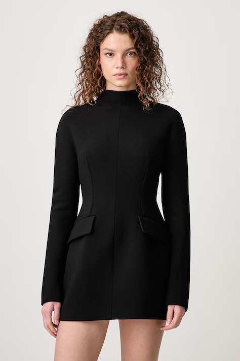 Sportmax Tefrite sukienka gładka z dodatkiem wełny czarna 2622226032600