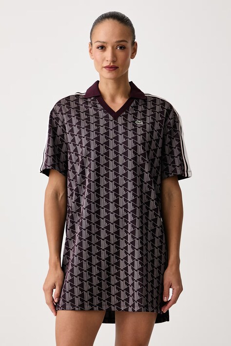 Lacoste Sukienka sportowa bordowa monogram EF8309