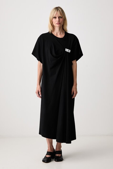 MM6 Maison Margiela sukienka bawełniana czarna gładka S52DD0104-M20048