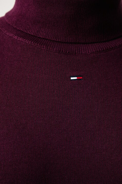 Tommy Jeans Sukienka bawełniana bordowa gładka DW0DW23460