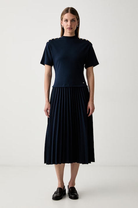 Tommy Hilfiger rochie evazată din bumbac bleumarin simplă WW0WW52224