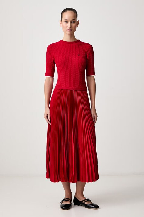 Tommy Hilfiger Obleka A-kroja rdeča enobarvna WW0WW51913