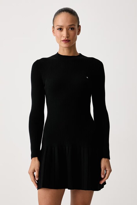 Calvin Klein Jeans Sukienka sweterkowa z bawełną czarna LV047H368G